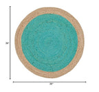 SAFAVIEH Area Rug 3' Round - Natural Fiber Collection - Teal & Natural Brown, Handmade Jute, Braided Border Design (NF801E) - color: Teal/Natural, size: 3' (Round)