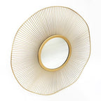 Gold Round Mirror 31 Inch with Sunburst Design - Large Circle Brass for Bathroom, Bedroom, Living Room, Hallway Decor, Hanging Big Golden Circular Mirror