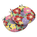LVTXIII Outdoor Bistro Chair Cushions, 15"x15"x4" Round Patio Chair Cushions, All Weather Tufted Seat Cushions for Patio Furniture Use, Set of 2, Flower Bloom - color: Flower Bloom
