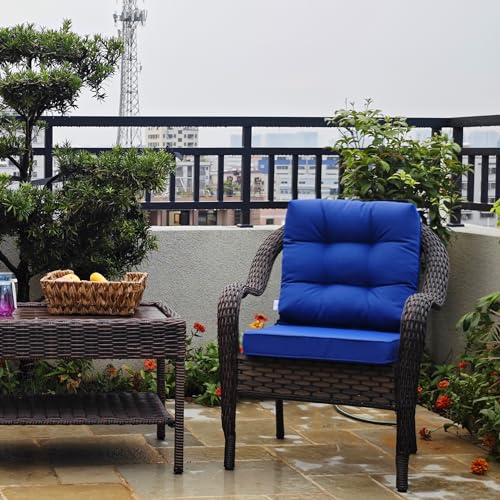 JMGBird Seat/Back Outdoor Chair Cushion Tufted Pillow, Deep Seat Cushion Set 22"x22", Outdoor Cushion for Patio Furniture - color: Sapphire Blue, size: 22"×22"
