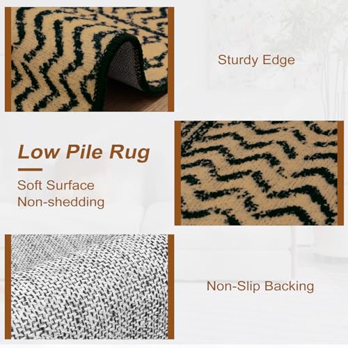 Moroccan Door Mat Indoor Entrance, 2x3 Machine Washable Small Rug for Bedroom, Non-Slip Low Pile Natural Brown Rug Farmhouse Rugs for Entryway Kitchen Bathroom - color: Natural/Brown, size: 2' x 3' (Rectangular)