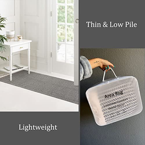 Lahome Belle Boho Hallway Runner Rug, 2x6 Laundry Room Lightweight Entry Bathroom Woven Cotton Throw Mat with Tassels, Farmhouse Non Shedding Washable Grey Rug Low Pile Runner for Kitchen - color: Grey, size: 2' x 6' (Runner)