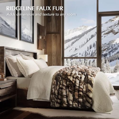 EverGrace Ultra Soft Luxury Fluffy Faux Rabbit Fur Throw Blanket, Thick Warm Bubble Throw for Bed, Cozy Plush Reversible Blankets for Couch, Chair, Sofa, Beige & Gray, 60x80 Inches - color: Marble Beige & Grey Chocolate, size: 60"x80"