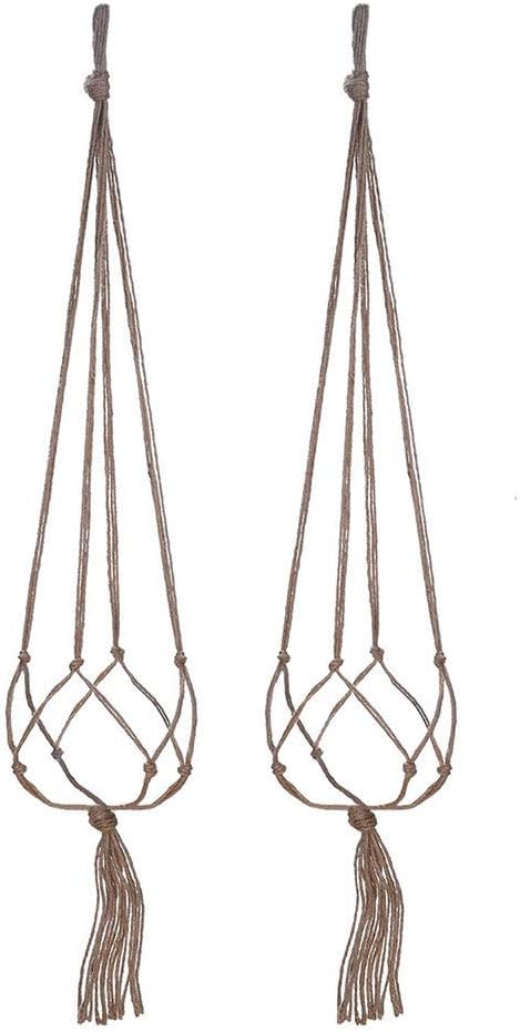 LANGUGU Set of 2 Macrame Plant Hanger Wall Hanging Planter Basket for Indoor Outdoor Flower Pot Plant Holder Wall Art Vintage-Inspired Home Decor, Jute Rope, 4 Legs (48 inch)