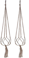 LANGUGU Set of 2 Macrame Plant Hanger Wall Hanging Planter Basket for Indoor Outdoor Flower Pot Plant Holder Wall Art Vintage-Inspired Home Decor, Jute Rope, 4 Legs (48 inch)