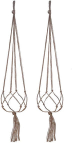 LANGUGU Set of 2 Macrame Plant Hanger Wall Hanging Planter Basket for Indoor Outdoor Flower Pot Plant Holder Wall Art Vintage-Inspired Home Decor, Jute Rope, 4 Legs (48 inch)