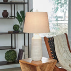 Signature Design by Ashley Willport Modern 26.5" Ceramic Table Lamp, Set of 2, Beige
