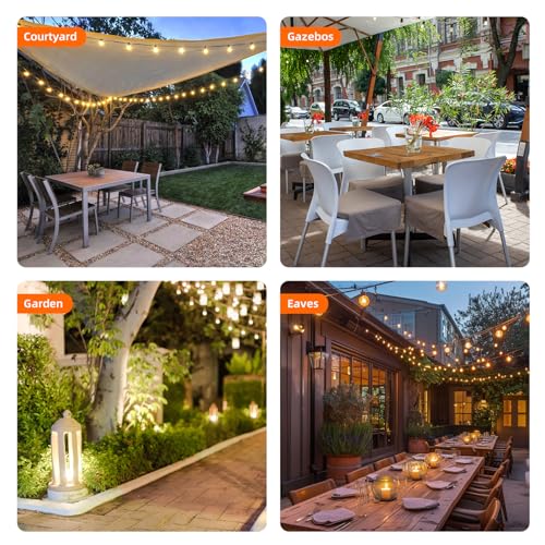 Kawaya 300FT Outdoor String Lights - LED Waterproof Patio Light for Outside with 146+4 G40 Globe Blubs - Shatterproof Hanging Lights for Porch Bistro Backyard Gazebo Balcony Cafe - size: 300FT