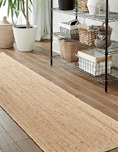 Rugs.com Hand Braided Jute Rug – 6 Ft Runner Natural Flatweave Rug Perfect for Hallways, Entryways - size: 2'6" x 6' (Runner)