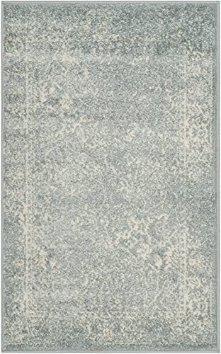 SAFAVIEH Adirondack Collection Accent Rug - 2'6" x 4', Slate & Ivory, Distressed Vintage Floral Design, Non-Shedding & Easy to Clean, Ideal for Front Door, Kitchen, Entryway, Foyer (ADR109T) - color: Slate/Ivory, size: 2'6" x 4' (Rectangular)