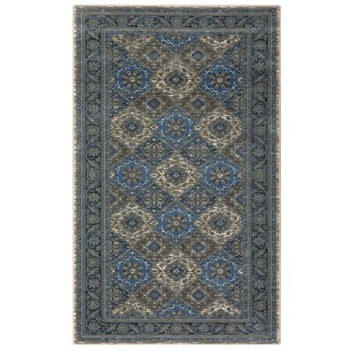 Memoryfield Vintage Rug 4x6 Traditional Floral Rug Oriental Rug Retro Medallion Area Rug for Living Room Non Slip Low Pile Bedroom Rug Aesthetic Rug Farmhouse Carpet for Dining Room Home Office Blue - color: Blue, size: 4' x 6' (Rectangular)