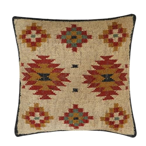 70% Jute 30% Wool Cushion Case Kilim Cushion Cover18x18 Boho Vintage Pillow Case Thick Rug Cushion Cover Handwoven Rug Pillow Sham Indian Throw Decorative Cushion Case for Home Decor - color: Pattern-08