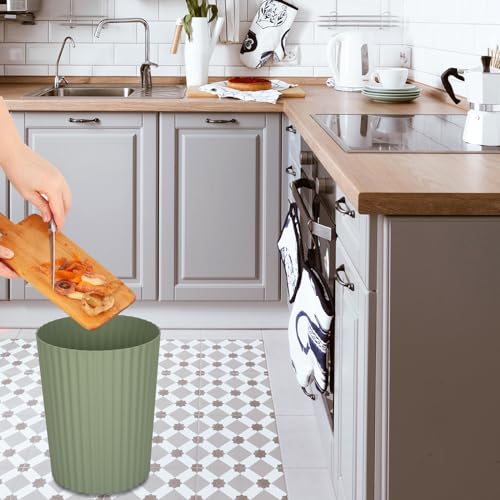 JiatuA Small Trash Can Plastic Wastebasket Round Garbage Container Bin for Bathroom, Kitchen, Bedroom, Home Office, College Dorm, Green 2 Pack - color: Green, size: 1.8 Gallons, 2 Pack