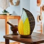 Eangee Home Design Leaflet Table Lamp Multi Shade Made of Real Cocoa Leaves 5 Inches Length x 7 Inches Width x 14 Inches Height (647 t m) - color: Multicolor