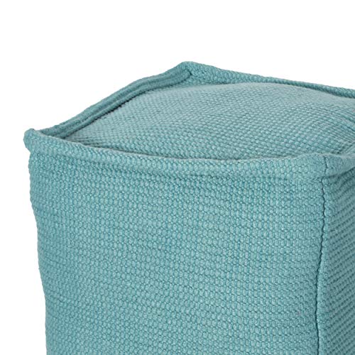 Foamma Pouf Ottoman Teal, 16"x16"x16" - Square Ottoman Foot Rest for Living Room and Bedroom, Pouf Footstool with Handcrafted Cotton, Foot Rest for Couch, Boho Furniture for Home - color: Teal