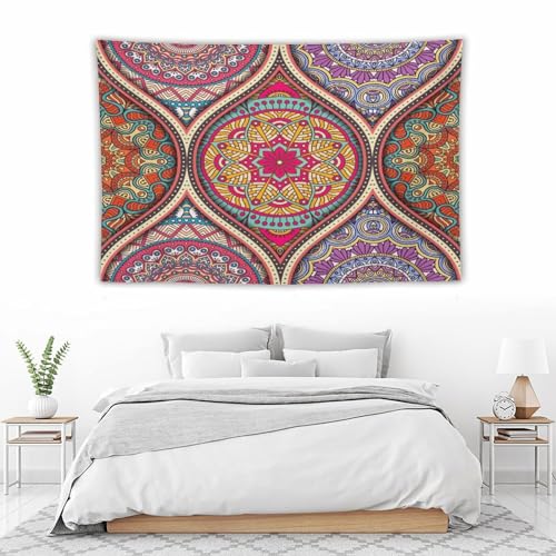 HZOHNAGO Mandala Tapestry Boho Retro Geometry Ethnic Tribes Pattern Printed Wall Tapestry Colorful Wall Hanging for Bedroom Living Room Dorm 90" W x 60" H - color: Style-10, size: 90"L x 60"W