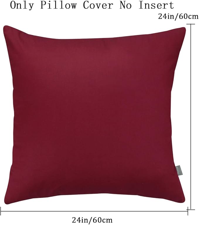 4-Pack 100% Cotton Comfortable Solid Decorative Throw Pillow Case,Thmyo Square Cushion Cover Pillowcase Sublimation Blank Pillow Covers DIY Throw Pillowcase for Sofa(24x24 inch/ 60x60cm,Wine red)