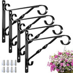 AMAGABELI GARDEN & HOME 4 Pack Hanging Plant Brackets Outdoor 10 inch Metal Fence Wall Plant Hanger Hooks for Hanging Flower Baskets Bird Feeders Lanterns Wind Chimes Rust-Resistant Black - size: 10 Inch, style: 4-Pack Twist Hook 2