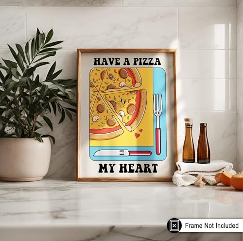 Poster Master Have A Pizza My Heart Poster - Retro Pizza Print - Food & Drink Art - Preppy & Trendy Design - Humorous Design - Chic Boho Decor - Funny Kitchen or Restaurant Decor - 8x10 UNFRAMED - color: Style-18, size: 8"L x 10"W
