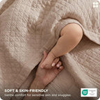 Bedsure 100% Cotton Muslin Blanket 8-Layer Queen, Breathable & Substantial Oeko TEX Gauze Bedding, PureWoven All-Season Moisture-Wicking Comfort, Softens After Wash, Taupe, 90"x90" - color: Taupe, size: Queen