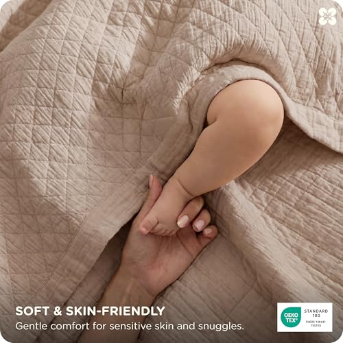 Bedsure 100% Cotton Muslin Blanket 8-Layer Queen, Breathable & Substantial Oeko TEX Gauze Bedding, PureWoven All-Season Moisture-Wicking Comfort, Softens After Wash, Taupe, 90"x90" - color: Taupe, size: Queen