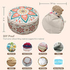 MOCOFO Round Bohemian Ottoman Pouf Cover, 18 Inch, Cotton Blend, Church Window Print, Living Room Storage Footrest, Cover Only (Blue Night) - color: Blue Night