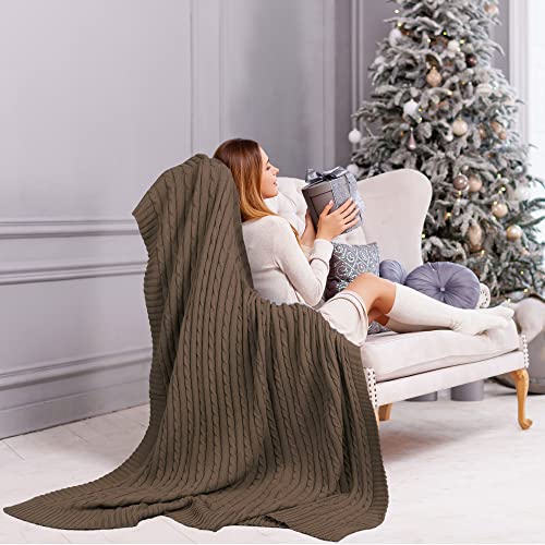 uxcell Cotton Cable Knit Throw Blanket Soft Throw Couch Covers Decors Knitted Blankets for Sofa Bed, Russet Throw(47" x 70") - color: Russet, size: Throw (47" *78")