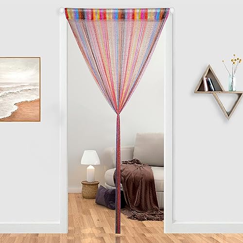 Hysenm 2 Pack 39 x 79 Inch Beaded Curtain String Door Curtains, Hippie Room Decor Curtains for Doorway, Closet Divider Privacy Decor, Boho Home Decoration Bedroom, Party, 18 Colors - color: 18 Colors