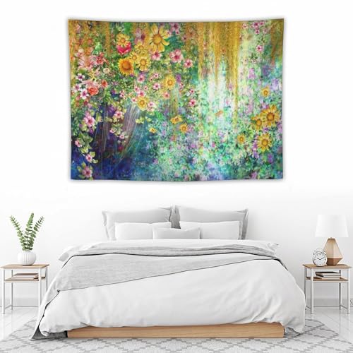 Houselerax Floral Tapestry, Colorful Abstract Flower Blossom Ivy Wall Hanging Tapestry Botanical Nature Printed Tapestry for Bedroom Living Room Dorm, 40"x30" - color: Watercolor Floral-11, size: W40xL30in