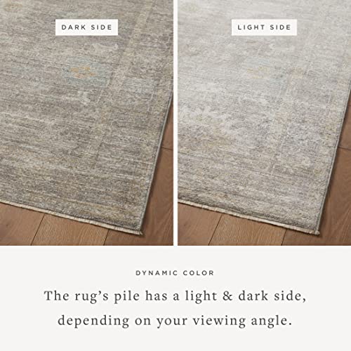 Loloi Magnolia Home by Joanna Gaines Millie Collection MIE-05 Stone/Natural 2'-7" x 12'-0", .25" Pile Height, Runner Rug - color: Stone / Natural, size: 2'7" x 12' (Rectangular)