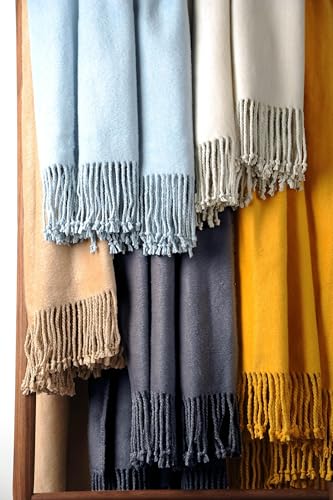 EP Mode Fringed Mulberry Silk Throw Blanket for Sofa (Whisper White) - color: Whisper White
