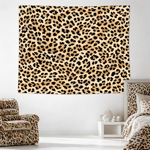 Cinbloo Cheetah Leopard Tapestry 59Wx51H Inch Wildlife Animal Brown Wall Hanging for Womwn Girly Girls Fashion Cute Classroom Home Dorm Decor Art Living Room Bedroom - color: A-Brown