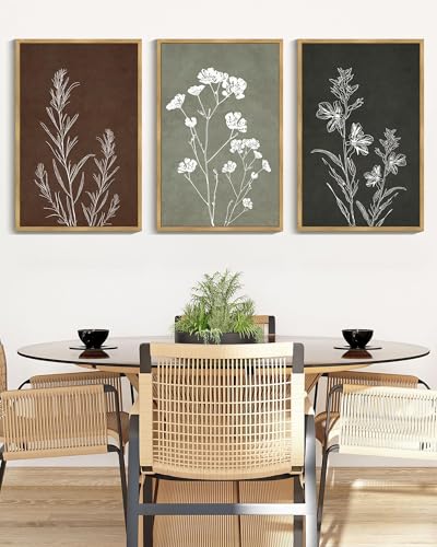 Drsoum Flower Wall Art Vintage Floral Minimalist Wall Hanging Decor Farmhouse Colorful Botanical Prints Artwork for Bedroom Living Room Hallway 16x24in Natural Framed - color: Vintage Flower, size: 16x24in, Natural Framed