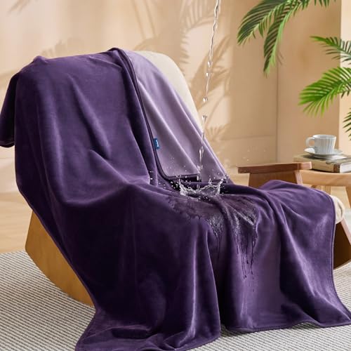 Bedsure Waterproof Blanket for Couch - Soft Flannel Fleece Couch Cover Throw Blanket for Large Dogs Pet Leakproof, Protector for Camping, Travel, 50"x60", Eggplant - color: Eggplant, size: XL(50x60")