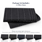 PHF 100% Cotton Waffle Pillow Shams Standard Size, 2 Pack 20" x 26" Soft Skin-Friendly Pillowcases, No Filling, Aesthetic Woven and Breathable Waffle Weave Pillow Case Covers for Bed, Black - color: Black, size: 26" x 20" (Pack of 2)