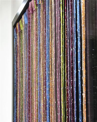 ave split Decorative Door String Curtain Wall Panel Fringe Window Room Divider Blind Divider Tassel Screen Home 100cm*200cm (Old Colorfull) - color: Old Colorfull