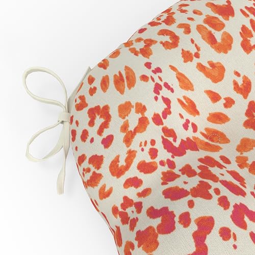 Abstract Indoor/Outdoor Chairpad with Ties, Tufted Weather, and Fade Resistant, 15.5" x 16", 2 Count - color: Sunny Spot Papaya, size: 15.5" x 16"
