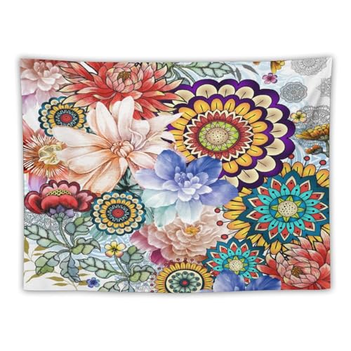 Houselerax Boho Vintage Flower Tapestry Wall hanging,Bohemian Blossom Colorful Mandala Flower Tapestries, Multi Color Tapestry for Bedroom Home Hippie Wall Decor 40"x30" - color: Boho Floral-9, size: W40xL30in