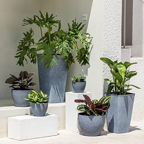 LA JOLIE MUSE Large Hanging Planters for Outdoor Plants - Hanging Flower Pots Weathered Gray (13.2 Inch, Set of 2) - color: Gray