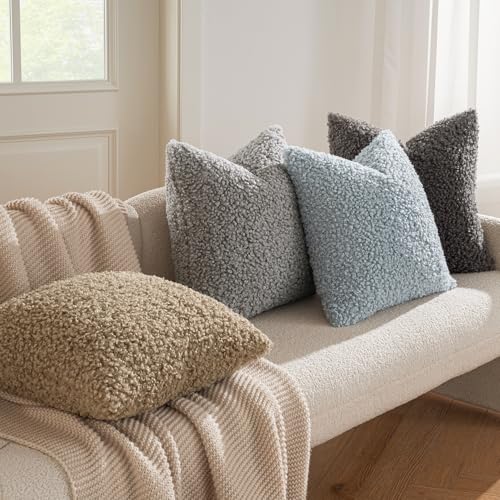 MIULEE Pack of 2 Throw Pillow Covers 18x18 Inch Dark Gray Faux Fur Decorative Sherpa Pillow Covers Fuzzy Accent Soft Sheepskin Fleece Cushion Cases for Boho Home Decor Couch Living Room Bed - color: Dark Gray, size: 18" x 18" (Pack of 2)