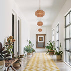 12.6" Rattan Pendant Light, Hand-Woven Boho Farmhouse Hanging Light Fixture, Mini Drum Wicker Rattan Chandelier for Kitchen Island, Bedroom, Dining Room, Entryway - color: Gold 12.6"