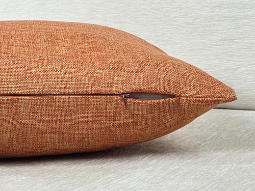Aiking Home Imitation Burlap Lumbar Pillow Cover 12x18 Inch Vintage Faux Linen Rustic Natural Look, 1 Piece Elegance Farmhouse Style Accents Pillow Case for Indoor Use, Orange - color: Orange, size: 18" x 12" (Pack of 1)