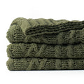 Battilo Olive Green Throw Blanket for Couch, Chunky Cable Knit Blanket, Woven Soft Cozy Chenille Throw Blanket for Bed, Sofa, Chair, Living Room, 51"x67" - color: Olive Green