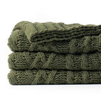 Battilo Olive Green Throw Blanket for Couch, Chunky Cable Knit Blanket, Woven Soft Cozy Chenille Throw Blanket for Bed, Sofa, Chair, Living Room, 51"x67" - color: Olive Green