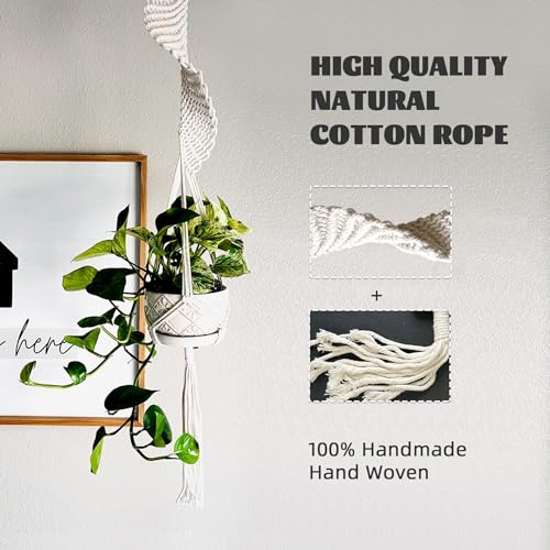 Modern Minimalist Bohemian Style Hanging Planters Plant Net Pocket Hand Woven Hanging Basket Holder Tapestry Flower Basket with Exquisite Tassel Indoor Balcony Decoration (Rotating) - size: Rotating