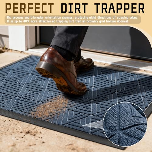 Yimobra Large Door Mat 36x24, All-Weather Waterproof Non-Slip Welcome Matt Outdoor, Heavy Duty Non Slip Doormat for Entryway for Patio and Garage Indoor, Easy Clean, Blue - color: Blue, size: 36x24 Inch