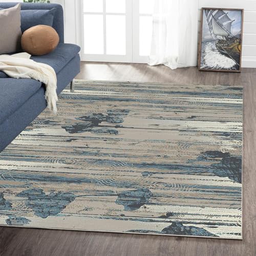 Area Rug 4 x 5ft Vintage Rug, Washable Indoor Carpet Low Pile Distressed Floor Retro Accent Rugs for Living Room Bedroom Kitchen Dining Table Home Office