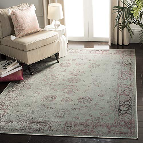 SAFAVIEH Vintage Collection Accent Rug - 2' x 3', Spruce & Ivory, Oriental Distressed Viscose Design, Ideal for High Traffic Areas in Entryway, Living Room, Bedroom (VTG117-2111) - color: Spruce/Ivory, size: 2' x 3' (Rectangular)