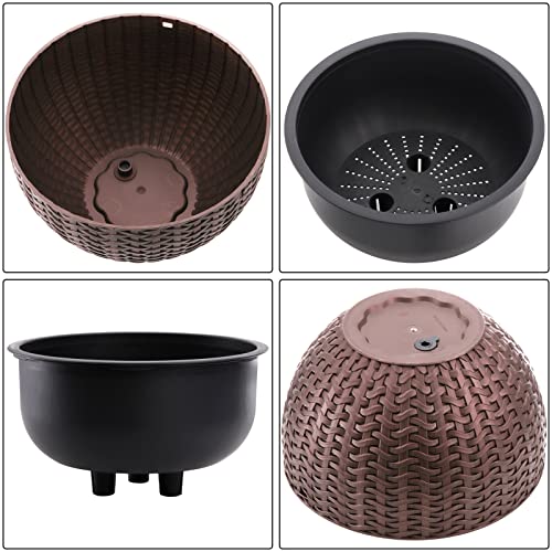 Foraineam 2-Pack Dual-pots Design Hanging Basket Planters Self-Watering Indoor Outdoor Plant & Flower Hanging Pots with Drainer and Chain, 2 Size Assorted