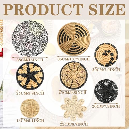 Tatuo 11 Pcs Boho Wall Basket Decor Bulrush Woven Wall Hanging Art Round Farmhouse Rustic Handmade Wicker for Summer Home, Bedroom, Living Room, Kitchen Decorations, Multi Sizes(Fresh) - style: Fresh